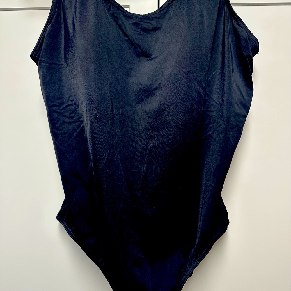 Lands' End Black One Piece Swimsuit, Size 24 - Plus Size